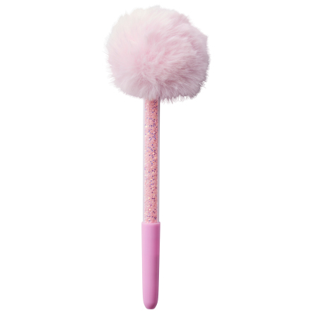 Kulpenna Pompom glitter svart